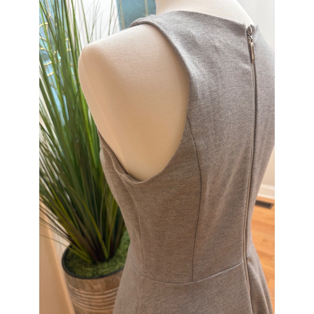 White House Black Market Size 6 Dress Sleeveless Gray Ponte Fit and Flare WHBM - Picture 5 of 14